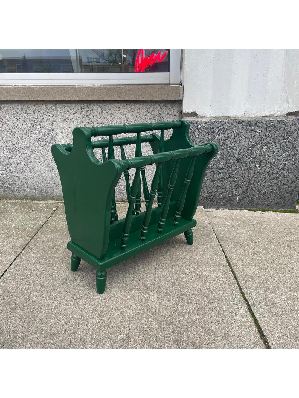 Refurbished Vintage Emerald Green Magazine Rack